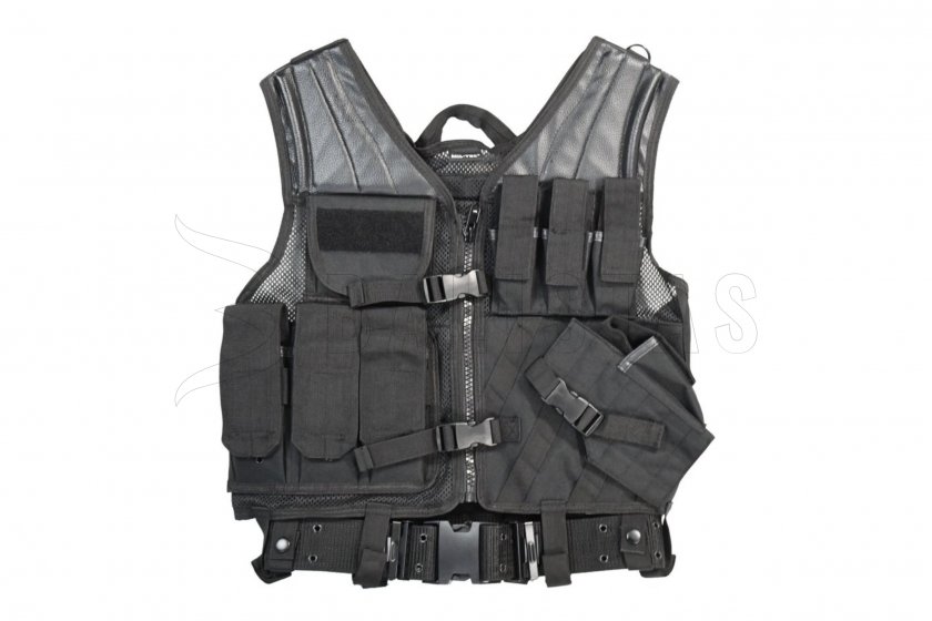 Gilet tactique Mil-Tec CROSSDRAW USMC noir