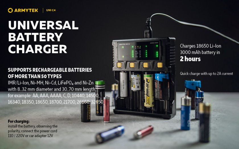 Lader Armytek UNI C4 plug type C