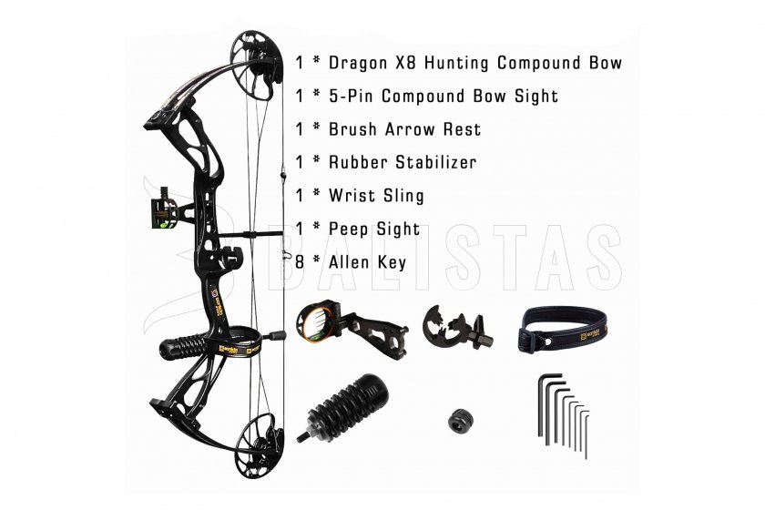 Compoundboog Dragon X8 10-60lbs 18''-31'' RH zwart