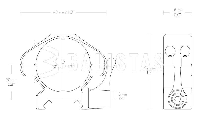 Montáž Hawke Precision Steel 22mm/30mm laag stalen snelspan