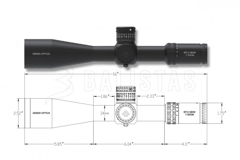 Lunette de visée Arken EP-5 7-35X56 FFP VPR MRAD GENII