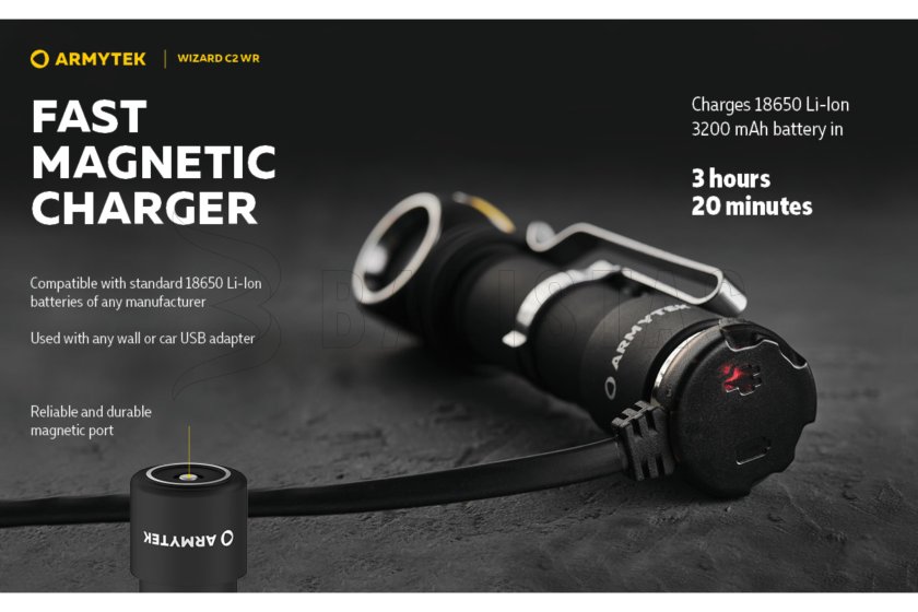 Lampe multifonction Armytek Wizard C2 WR USB lumière chaude/rouge