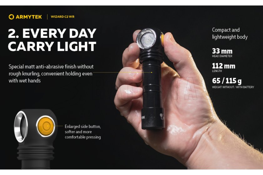Lampe multifonction Armytek Wizard C2 WR USB lumière chaude/rouge