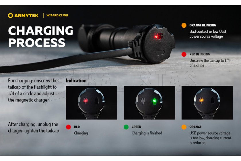 Lampe multifonction Armytek Wizard C2 WR USB lumière chaude/rouge