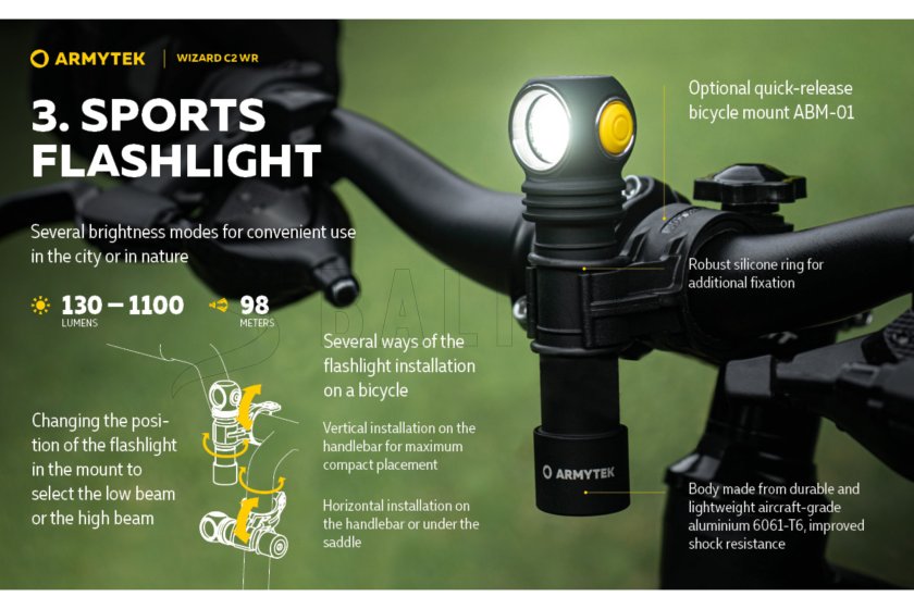 Lampe multifonction Armytek Wizard C2 WR USB lumière chaude/rouge