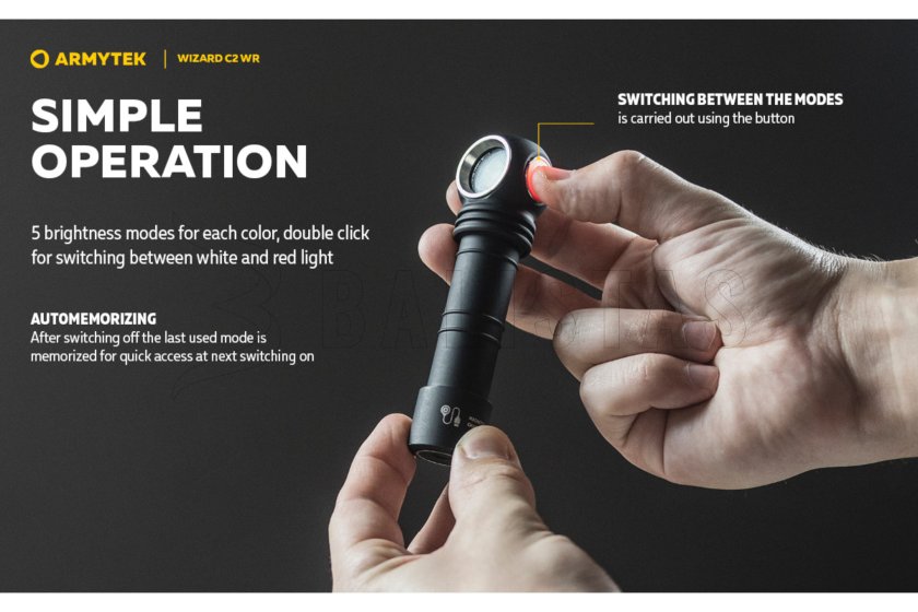 Lampe multifonction Armytek Wizard C2 WR USB lumière chaude/rouge