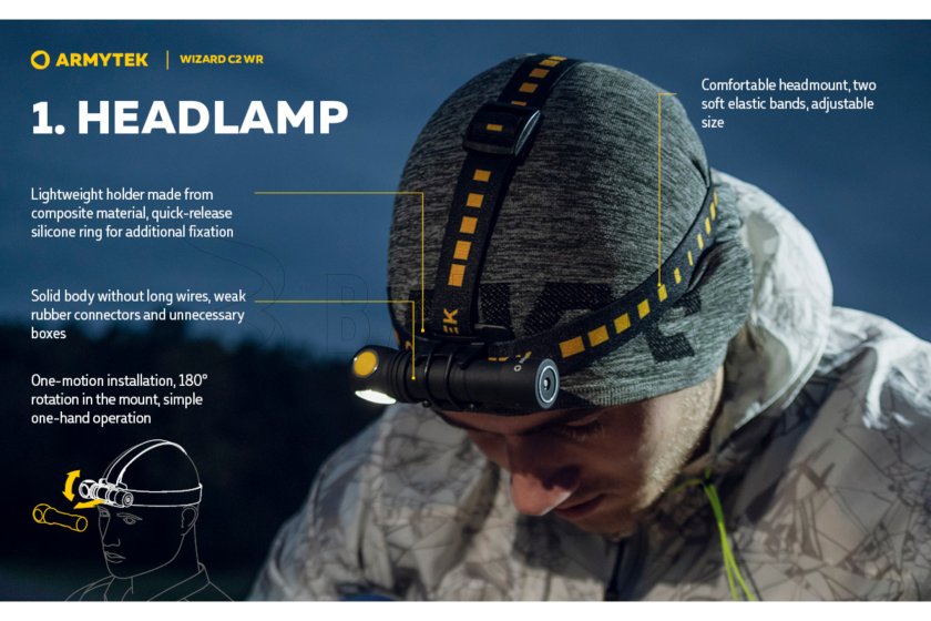 Lampe multifonction Armytek Wizard C2 WR USB lumière chaude/rouge