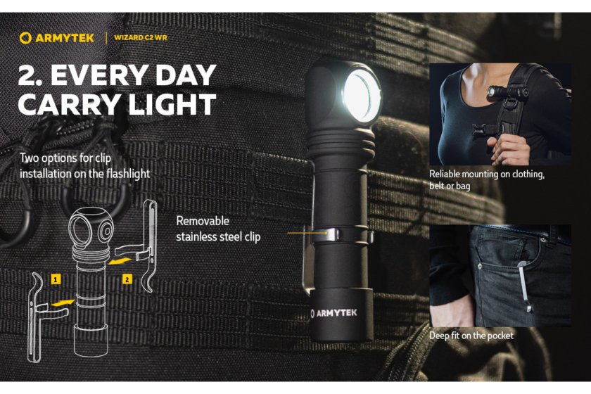 Lampe multifonction Armytek Wizard C2 WR USB lumière chaude/rouge