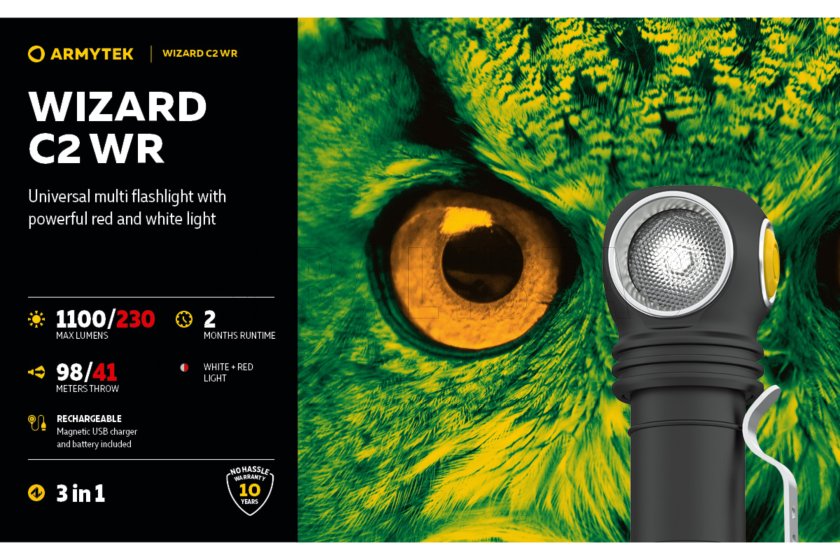 Lampe multifonction Armytek Wizard C2 WR USB lumière blanche/rouge