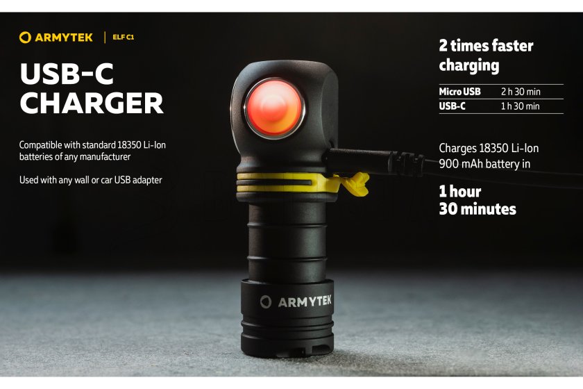 Lampe multifonction Armytek Elf C1 USB-C lumière blanche