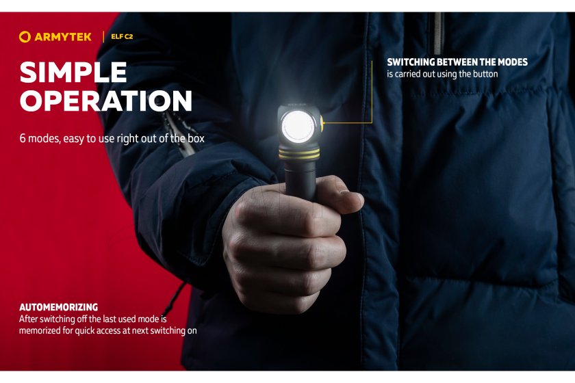 Multifunctionele zaklamp Armytek Elf C2 USB-C wit licht