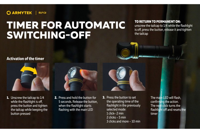 Multifunctionele zaklamp Armytek Elf C2 USB-C wit licht