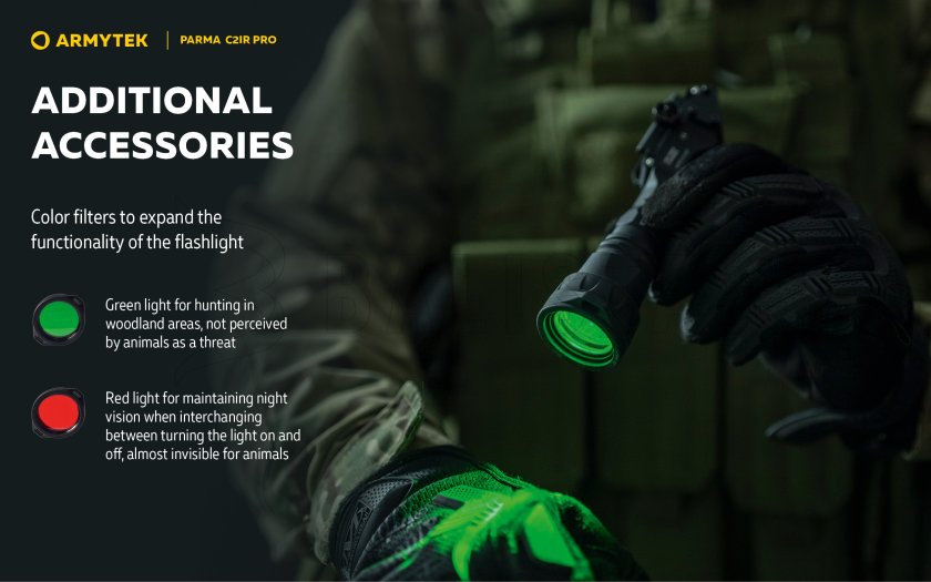 Tactische zaklamp Armytek Parma C2IR Pro Koud / Infrarood licht