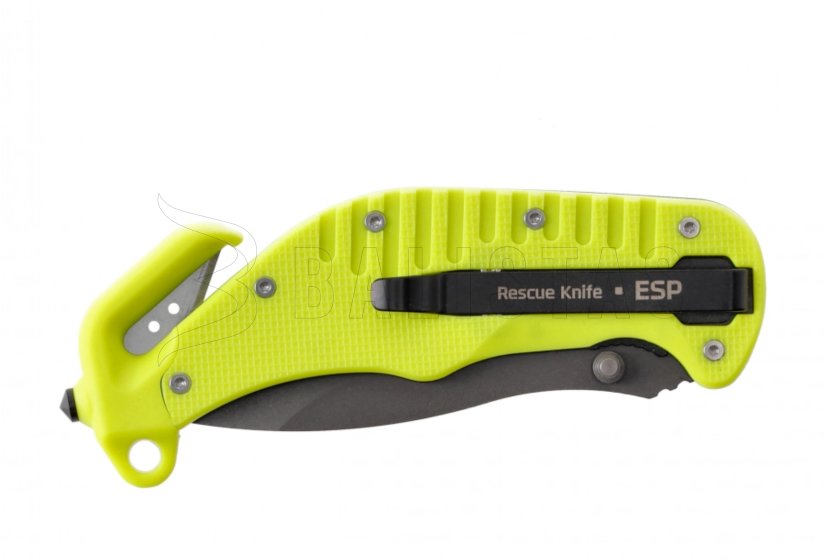 Couteau de secours ESP à lame lisse - jaune