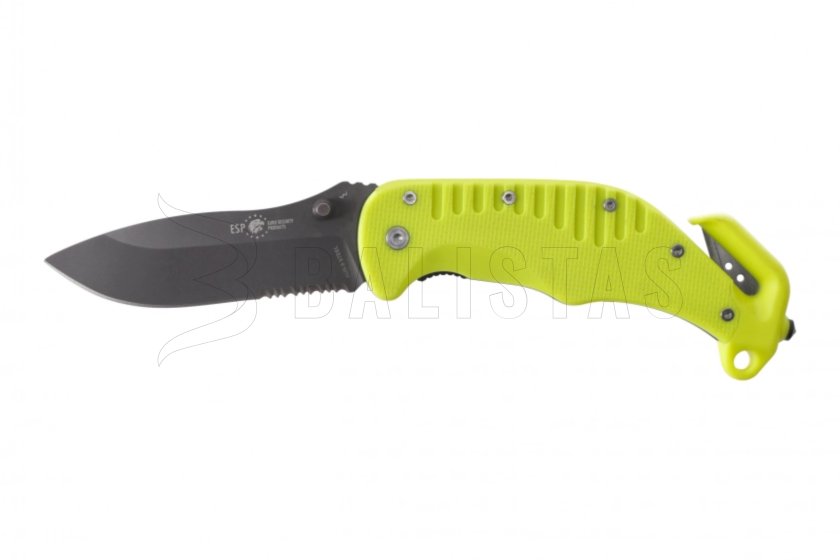 Couteau de secours ESP à lame dentelée - jaune