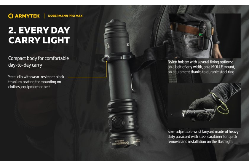 Zaklamp Armytek Dobermann PRO MAX wit licht