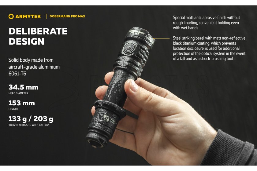 Zaklamp Armytek Dobermann PRO MAX wit licht