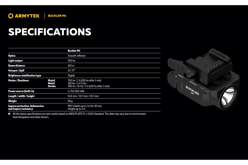 Tactische zaklamp Armytek Buckler M1 koud licht