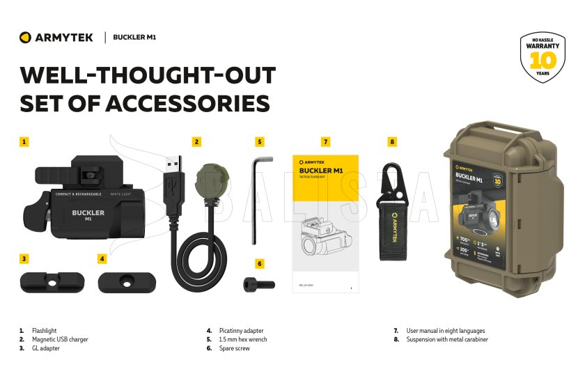 Tactische zaklamp Armytek Buckler M1 koud licht