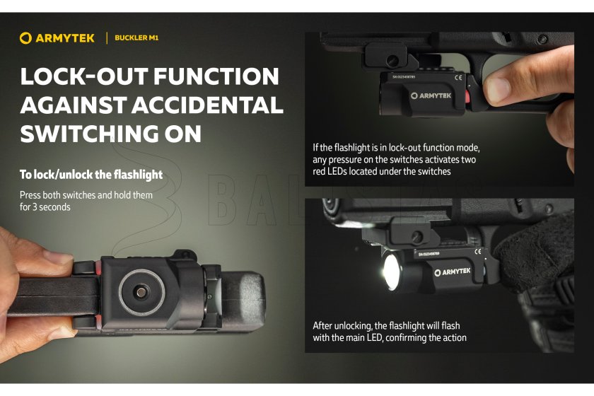 Tactische zaklamp Armytek Buckler M1 koud licht