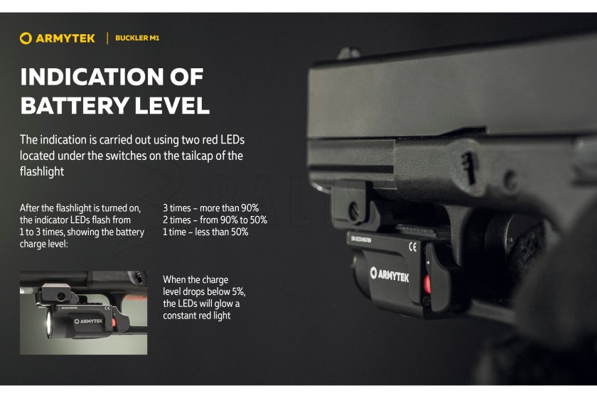 Tactische zaklamp Armytek Buckler M1 koud licht