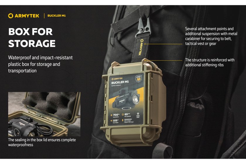 Tactische zaklamp Armytek Buckler M1 koud licht