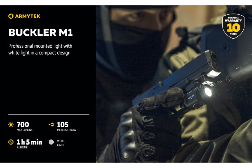 Tactische zaklamp Armytek Buckler M1 koud licht
