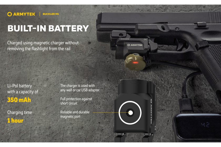 Tactische zaklamp Armytek Buckler M1 koud licht