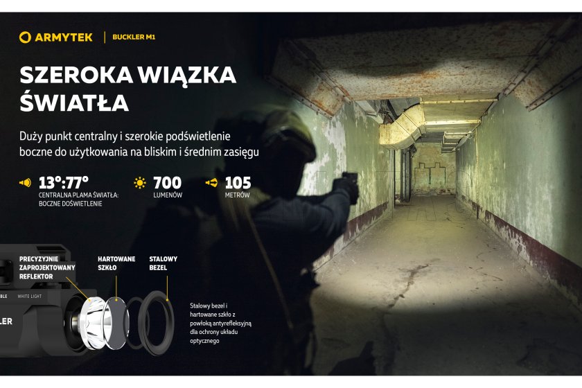Tactische zaklamp Armytek Buckler M1 koud licht
