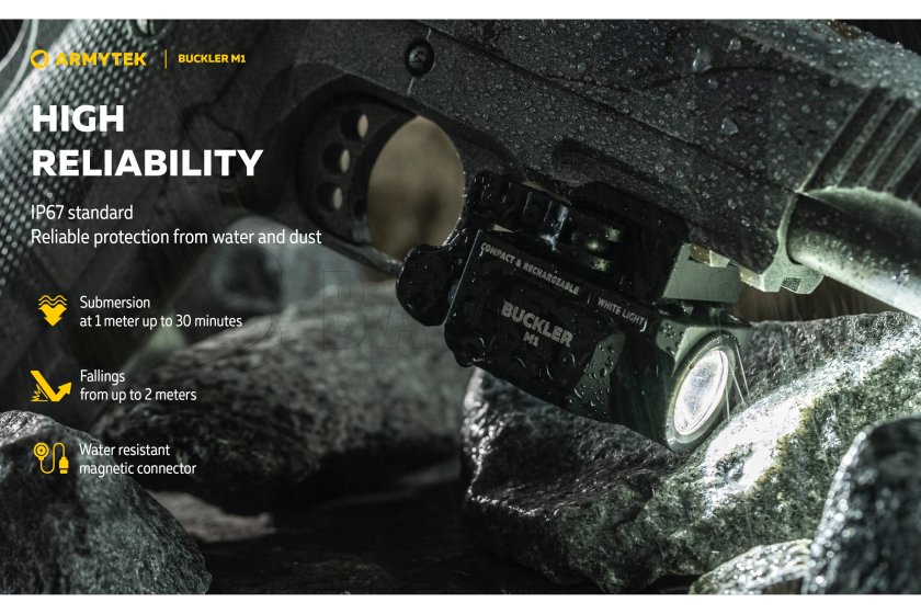 Tactische zaklamp Armytek Buckler M1 koud licht