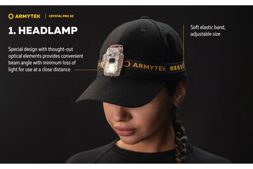 Lampe multifonction Armytek Crystal Pro 3D - rouge