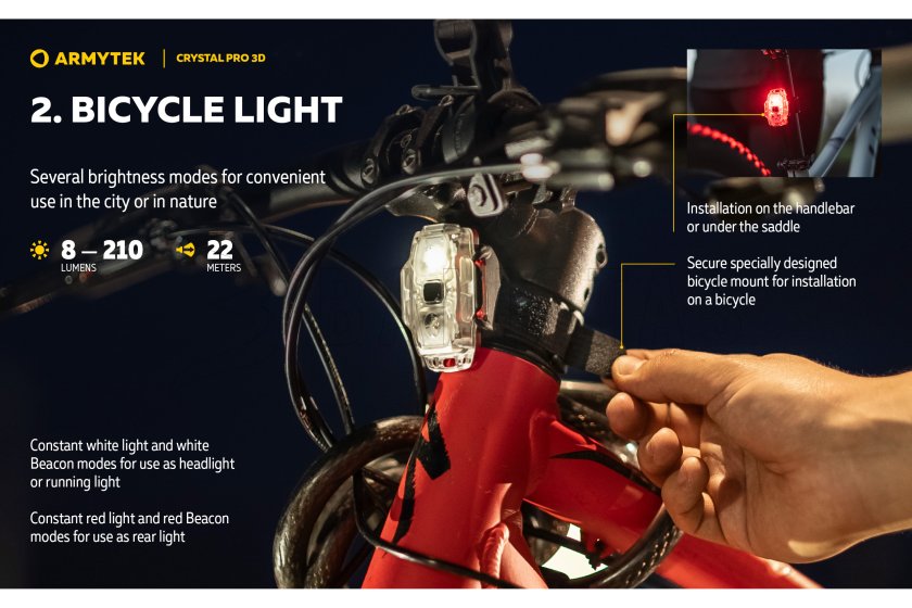 Lampe multifonction Armytek Crystal Pro 3D - rouge