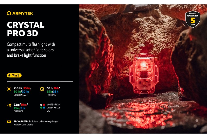 Lampe multifonction Armytek Crystal Pro 3D - rouge