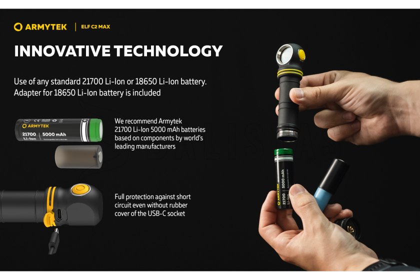 Multifunctionele zaklamp Armytek Elf C2 MAX USB-C wit licht
