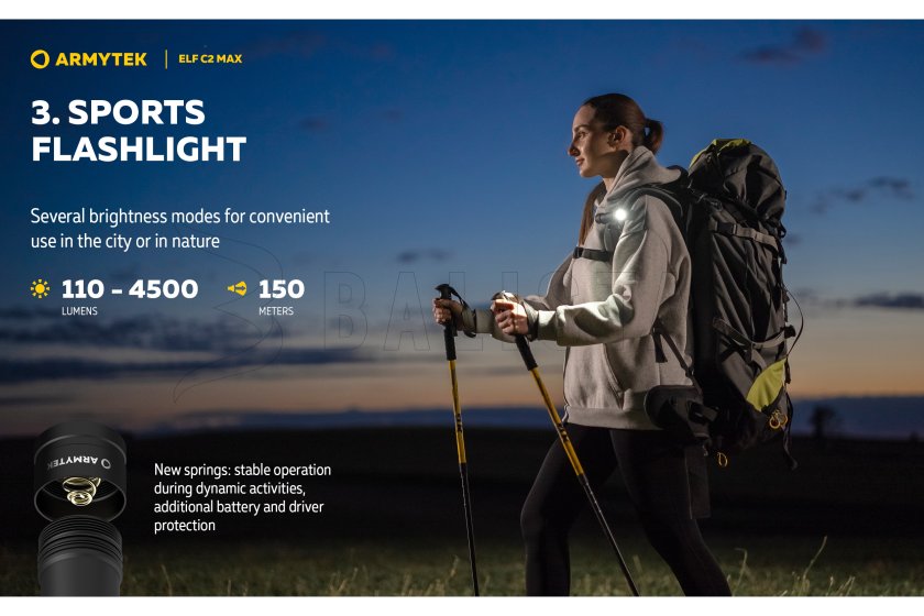 Multifunctionele zaklamp Armytek Elf C2 MAX USB-C wit licht