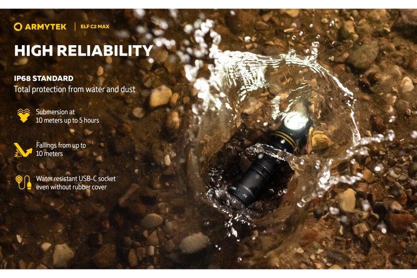 Multifunctionele zaklamp Armytek Elf C2 MAX USB-C wit licht