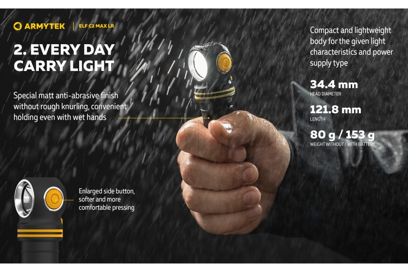 Lampe multifonction Armytek Elf C2 MAX LR USB-C lumière blanche
