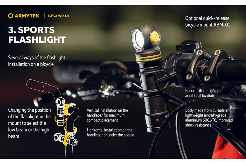 Lampe multifonction Armytek Elf C2 MAX LR USB-C lumière blanche