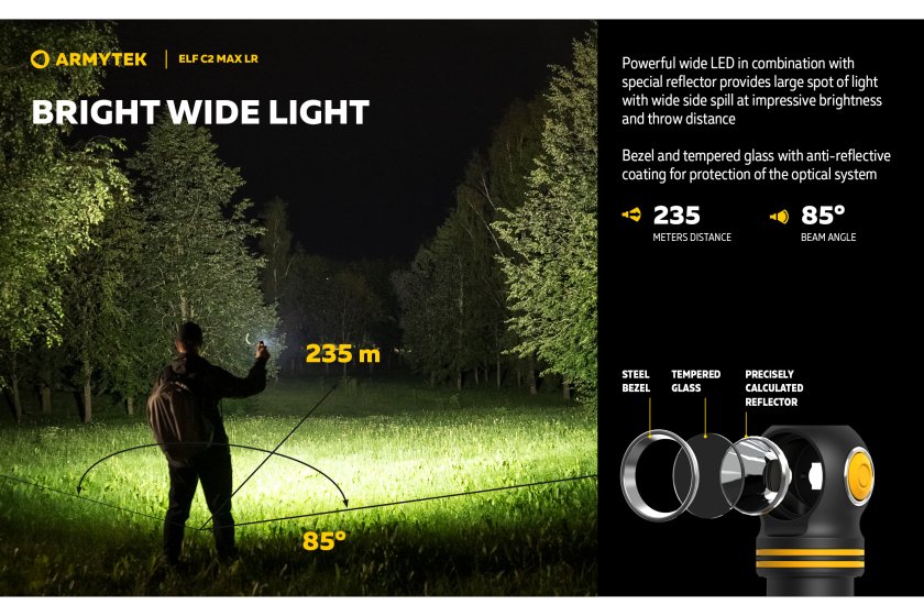 Lampe multifonction Armytek Elf C2 MAX LR USB-C lumière blanche