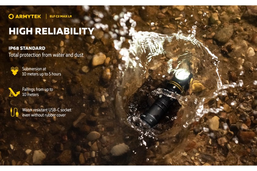 Lampe multifonction Armytek Elf C2 MAX LR USB-C lumière blanche