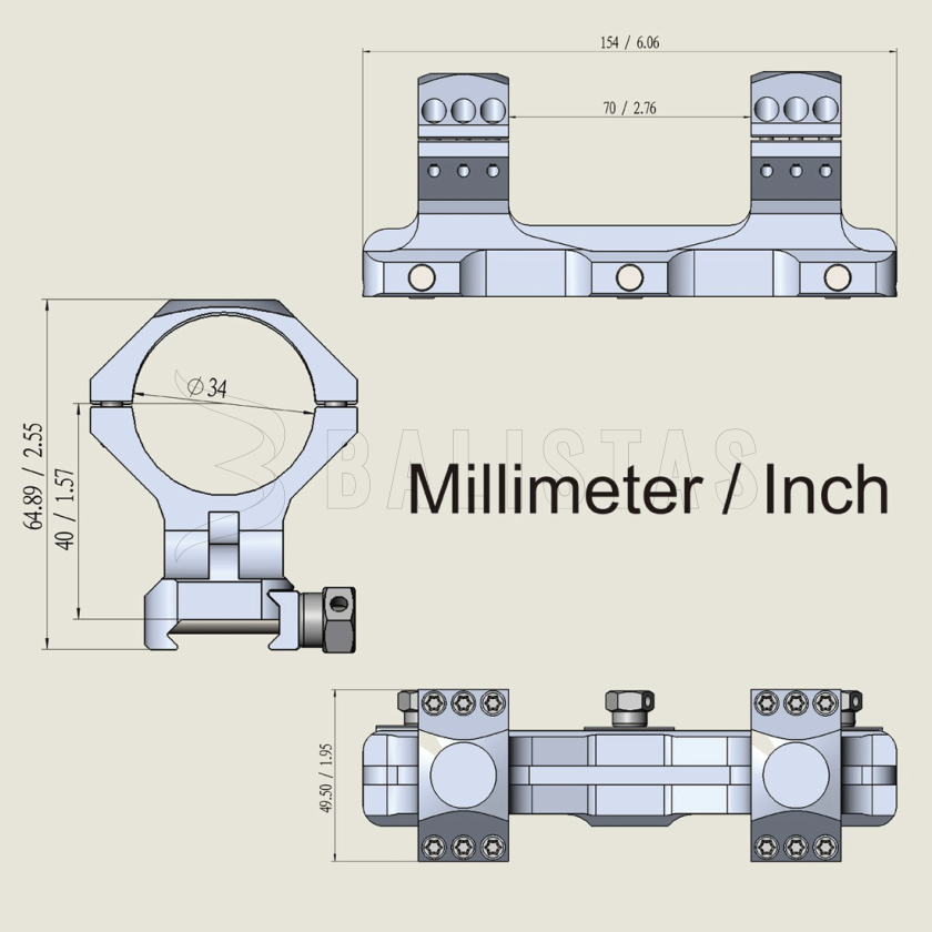 Montage Vector Optics X-Accu 22mm/34mm monobloc haute 10