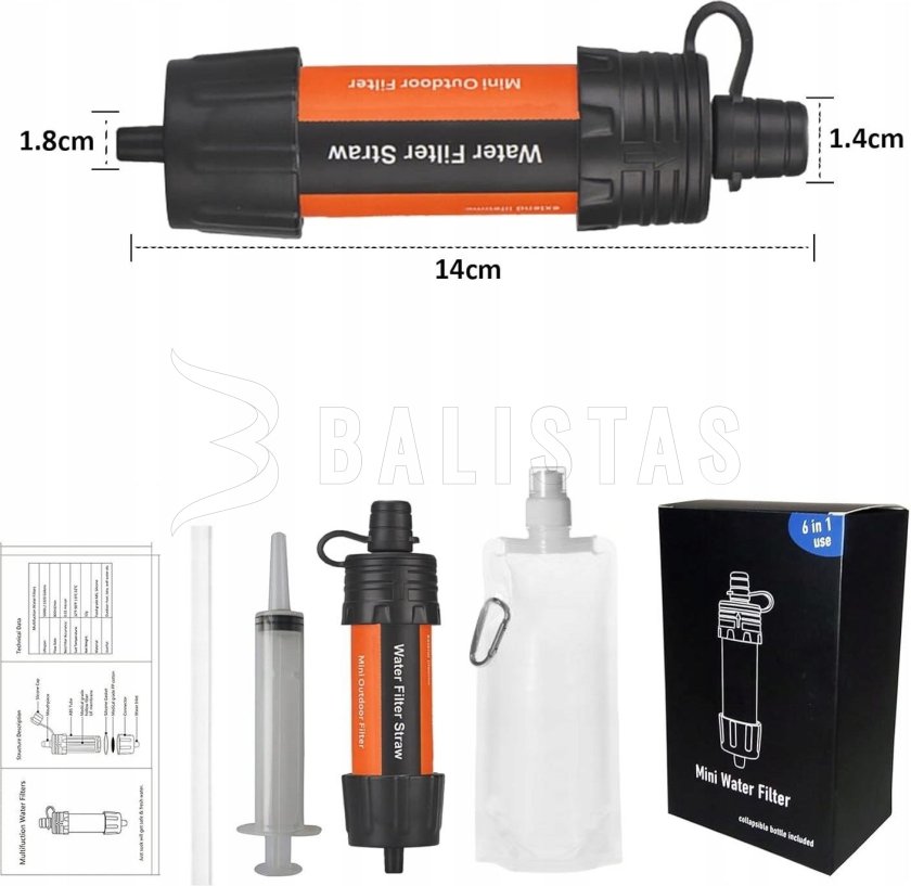 Filtre à eau de poche Mini Water Filter 6 en 1 2