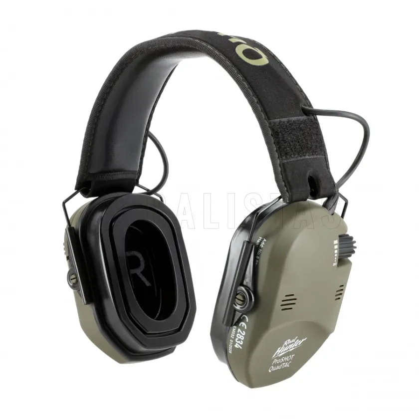 Casque antibruit électronique de tir RealHunter Active ProSHOT QuadTAC olive